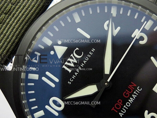 Big Pilot IW329801 Real Ceramic M+F 1:1 Best Edition Black Dial on Green Calfskin Strap SEIKO 8N-24 - Image 7