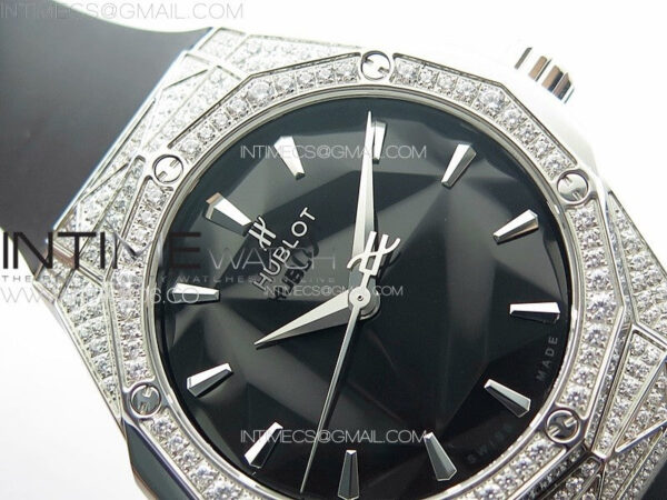 Classic Fusion Orlinski SS Full Diamonds APSF 1:1 Best Edtion Black Faceted Dial on Black Rubber Strap A2892 - Image 8