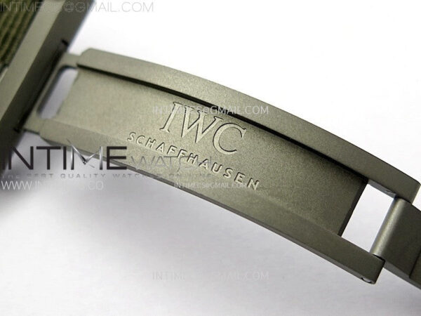 Big Pilot IW329801 Real Ceramic M+F 1:1 Best Edition Black Dial on Green Calfskin Strap SEIKO 8N-24 - Image 13