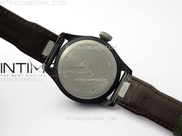 Big Pilot IW329801 Real Ceramic M+F 1:1 Best Edition Black Dial on Green Calfskin Strap SEIKO 8N-24 - Image 17