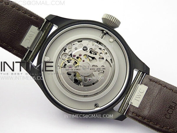 Big Pilot IW329801 Real Ceramic M+F 1:1 Best Edition Black Dial on Green Calfskin Strap SEIKO 8N-24 - Image 21