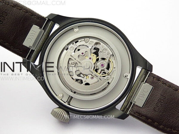 Big Pilot IW329801 Real Ceramic M+F 1:1 Best Edition Black Dial on Green Calfskin Strap SEIKO 8N-24 - Image 22