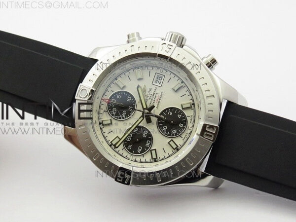 Challenger Chronograph SS White Dial on Rubber Strap A7750 (Free rubber strap) - Image 2