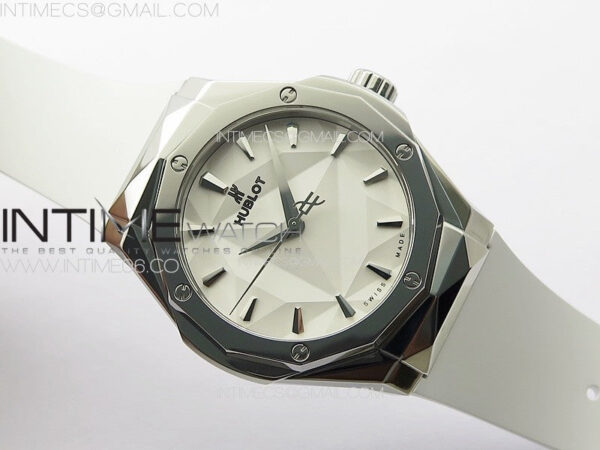 Classic Fusion Orlinski SS APSF 1:1 Best Edtion White Faceted Dial on Black Rubber Strap A2892 - Image 2