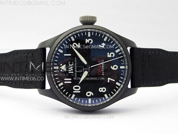 Big Pilot IW329801 Real Ceramic M+F 1:1 Best Edition Black Dial on Black Calfskin Strap SEIKO 8N-24 - Image 3
