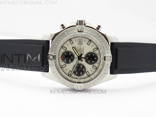 Challenger Chronograph SS White Dial on Rubber Strap A7750 (Free rubber strap) - Image 3