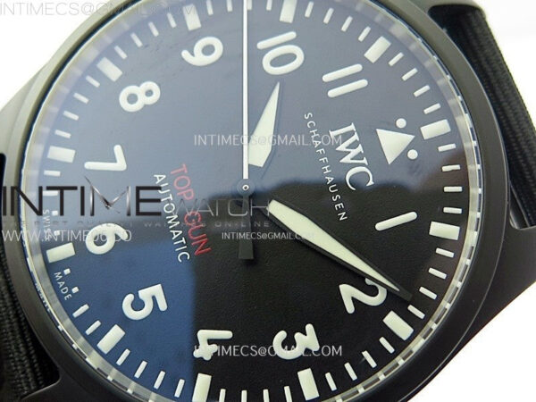 Big Pilot IW329801 Real Ceramic M+F 1:1 Best Edition Black Dial on Black Calfskin Strap SEIKO 8N-24 - Image 4