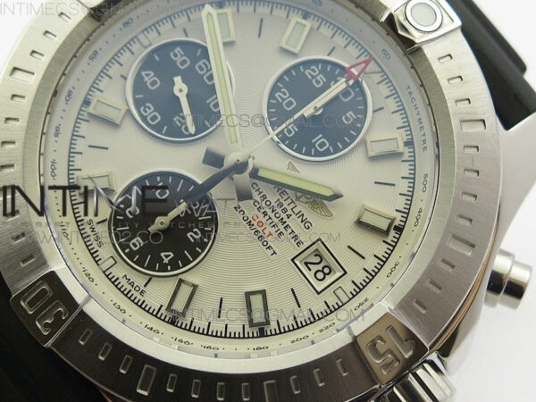 Challenger Chronograph SS White Dial on Rubber Strap A7750 (Free rubber strap) - Image 4