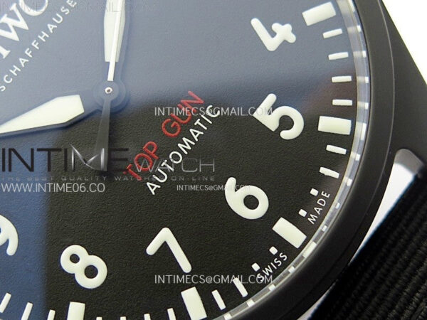 Big Pilot IW329801 Real Ceramic M+F 1:1 Best Edition Black Dial on Black Calfskin Strap SEIKO 8N-24 - Image 5