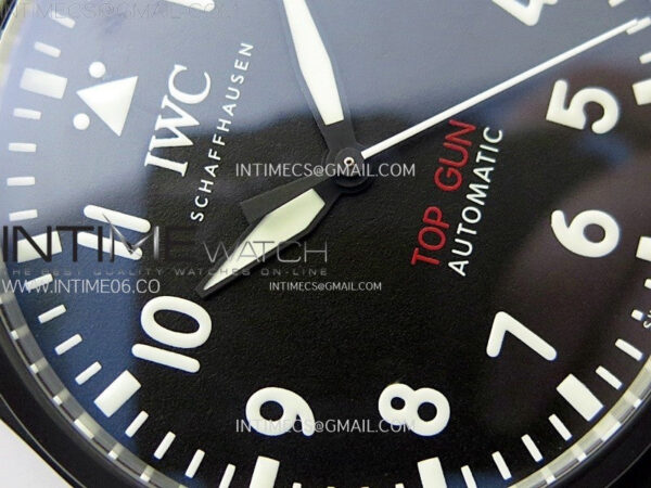 Big Pilot IW329801 Real Ceramic M+F 1:1 Best Edition Black Dial on Black Calfskin Strap SEIKO 8N-24 - Image 6
