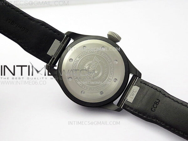 Big Pilot IW329801 Real Ceramic M+F 1:1 Best Edition Black Dial on Black Calfskin Strap SEIKO 8N-24 - Image 18