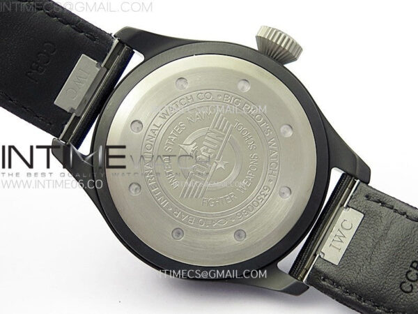 Big Pilot IW329801 Real Ceramic M+F 1:1 Best Edition Black Dial on Black Calfskin Strap SEIKO 8N-24 - Image 19