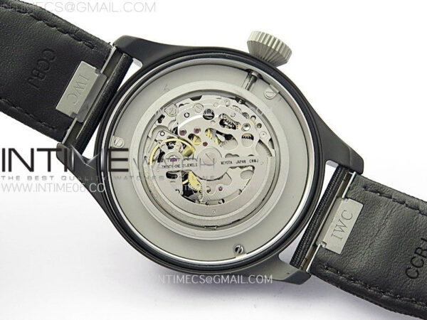 Big Pilot IW329801 Real Ceramic M+F 1:1 Best Edition Black Dial on Black Calfskin Strap SEIKO 8N-24 - Image 21