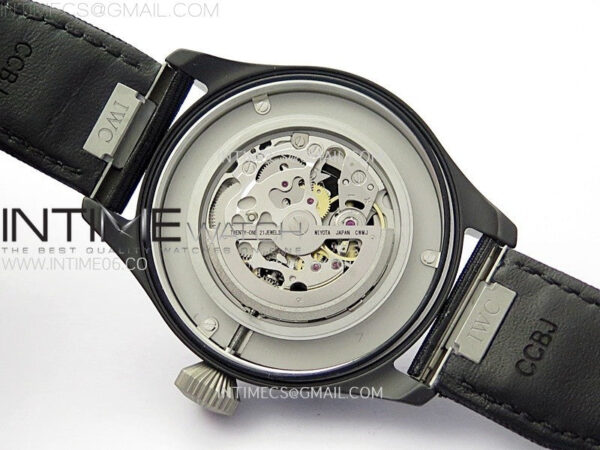 Big Pilot IW329801 Real Ceramic M+F 1:1 Best Edition Black Dial on Black Calfskin Strap SEIKO 8N-24 - Image 22