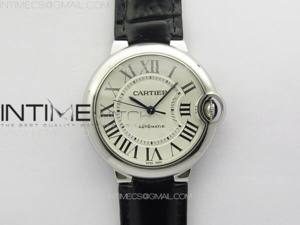 Ballon Bleu 36mm SS K3F 1:1 Best Edition White Textured Dial on Black Leather Strap A076