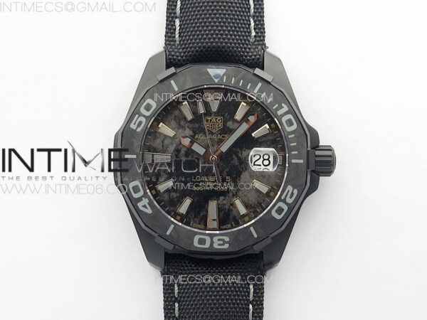 Aquaracer Calibre 5 PVD 41mm TARF 1:1 Best Edition Carbon/RG Dial on Black Nylon Strap SW200