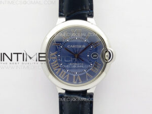 Ballon Bleu 42mm SS K3F 1:1 Best Edition Blue Texture Dial on Blue Leather Strap A2824
