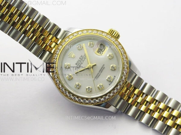 Datejust 28mm 279173 Crystals Bezel SS/YG APSF Best Edition Green Dial Crystals Markers on Jubilee Bracelet NH05 - Image 2
