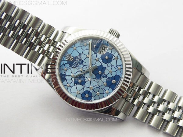 DateJust 31mm 278274 904L SS GMF Best Edition Blue Flowers Crystals Dial on 904L Jubilee Bracelet A2824 - Image 2