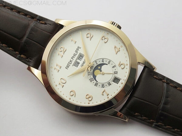 Annual Calendar Complications 5396 RG GRF Best Edition White dial Numbers Markers Blue Markers on Brown leather strap A324 - Image 2