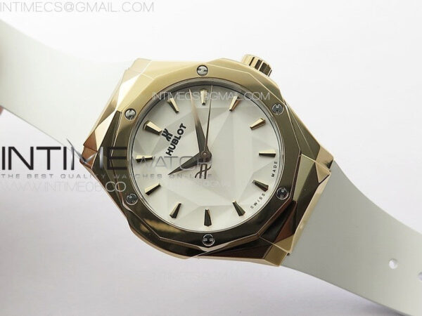 Classic Fusion Orlinski RG APSF 1:1 Best Edtion White Faceted Dial on White Rubber Strap A2892 - Image 2