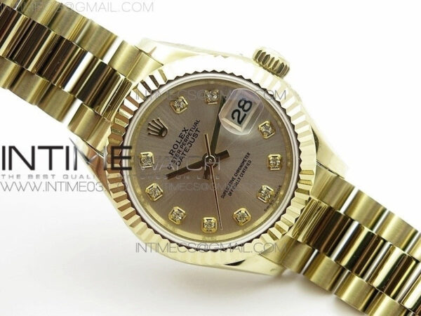 DateJust 28mm YG Diamond Bezel BP Best Edition White Silver Dial on YG Bracelet ETA2671 - Image 2