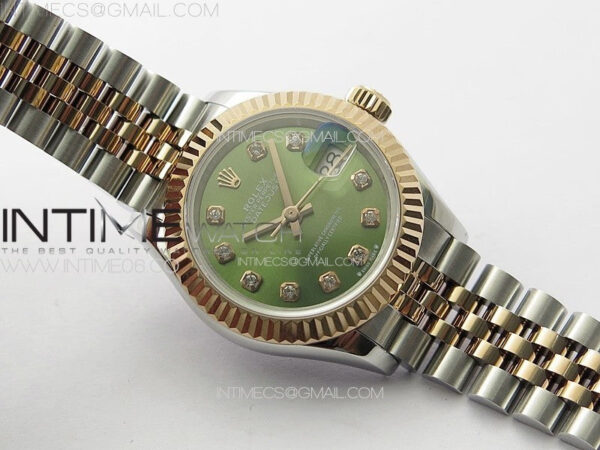 Datejust 28mm 279179 SS/RG APSF Best Edition Green Dial Crystals Markers on SS/RG Jubilee Bracelet NH05 - Image 2
