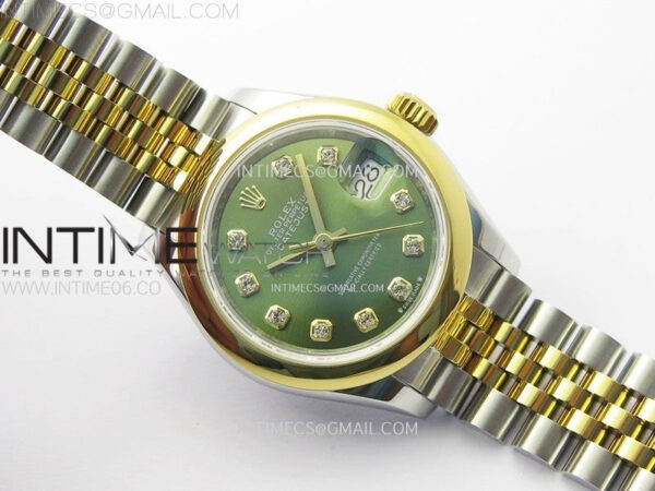 Datejust 28mm 279173 Smooth Bezel SS/YG APSF Best Edition Green Dial Crystals Markers on Jubilee Bracelet NH05 - Image 2