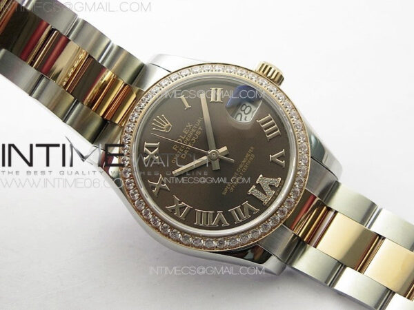 DateJust 31mm 72610 SS/Crystals Bezel APSF Best Edition Green Dial Roman Markers on Oyster Bracelet A2824 - Image 2