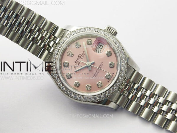 Datejust 28mm 279179 SS/Crystals Bezel APSF Best Edition Pink Dial Crystals Markers on SS Jubilee Bracelet NH05 - Image 2