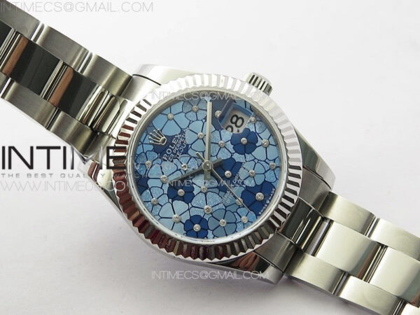 DateJust 31mm 278274 904L SS GMF Best Edition Blue Flowers Crystals Dial on 904L Oyster Bracelet A2824 - Image 2