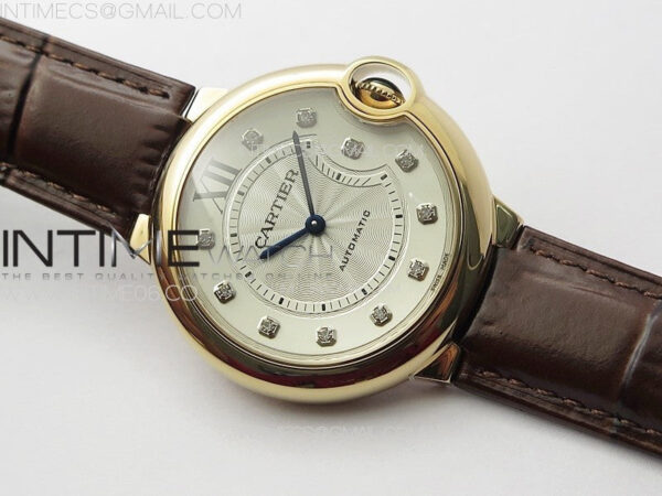 Ballon Bleu 36mm RG K3F 1:1 Best Edition White Textured Dia Markers Dial On Black Leather Strap A076 - Image 2