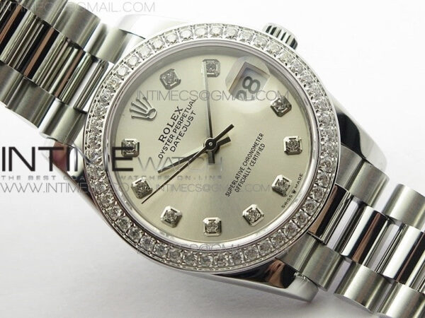 Datejust 31mm 278275 SS Crystal bezel BP Best Edition Silver Dial(@6 Crystal Marker) on SS President Bracelet - Image 2