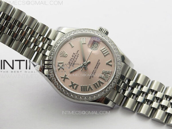 DateJust 31mm 178271 SS Crystal Bezel APSF Best Edition Pink Dial Roman Markers on Jubilee Bracelet A2824 - Image 2