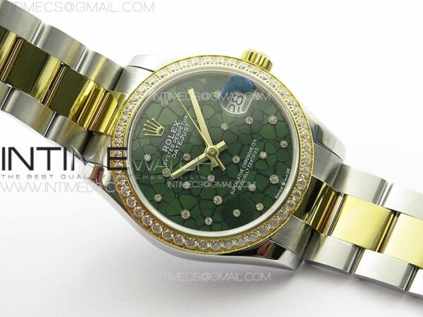 DateJust 31mm 72610 Crystals Bezel SS/YG APSF Best Edition Blue Flowers Crystals Dial on Oyster Bracelet A2824 - Image 2