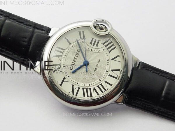 Ballon Bleu 36mm SS K3F 1:1 Best Edition White Textured Dial on Black Leather Strap A076 - Image 2