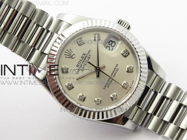 Datejust 31mm 278275 SS BP Best Edition Silver Crystals Markers Dial on RG President Bracelet - Image 2