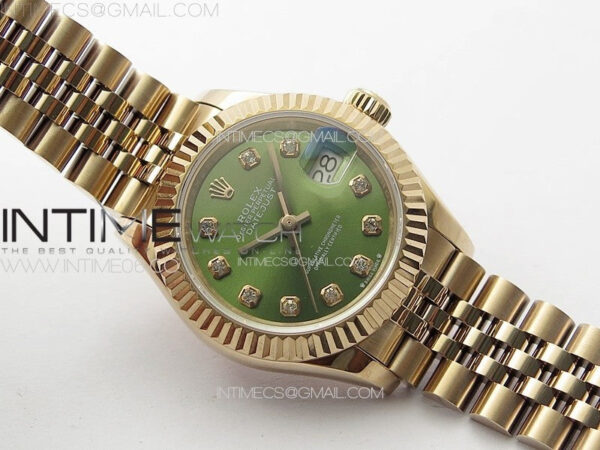 Datejust 28mm 279179 RG APSF Best Edition Green Dial Crystals Markers on SS Jubilee Bracelet NH05 - Image 2