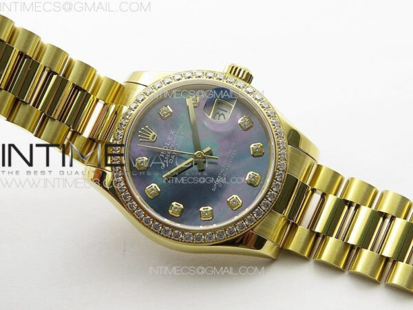 DateJust 31mm 178271 YG APSF Best Edition Blue MOP Dial Crystal Markers on President Bracelet A2824 - Image 3