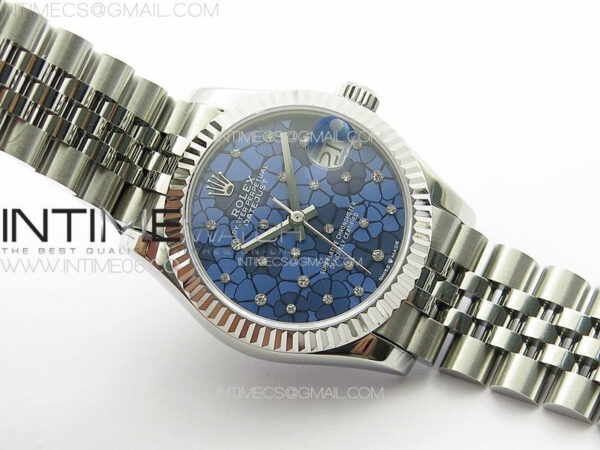 DateJust 31mm 72610 SS APSF Best Edition Blue Flowers Crystals Dial on Jubilee Bracelet A2824 - Image 2