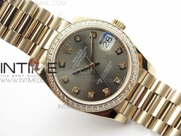 Datejust 31mm 278275 RG Dia Bezel BP Best Edition Gray Crystal Markers Dial on RG President Bracelet - Image 2
