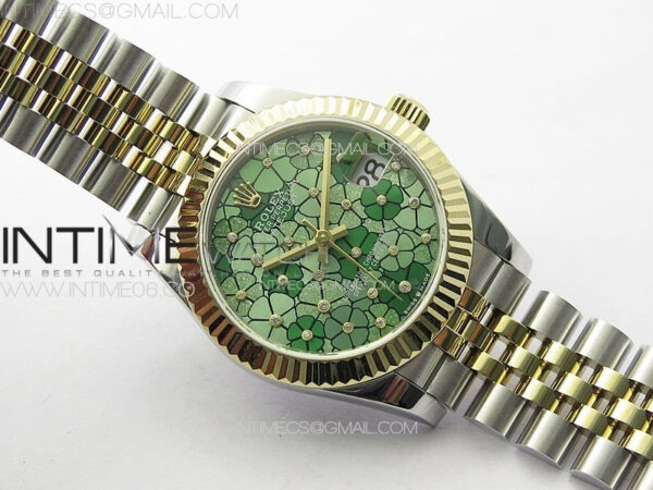 DateJust 31mm 278274 904L SS/YG GMF Best Edition Green Flowers Crystals Dial on 904L SS/YG Jubilee Bracelet A2824 - Image 2