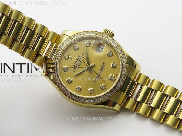 DateJust 31mm 178271 YG APSF Best Edition YG Dial Crystal Markers on President Bracelet A2824 - Image 2