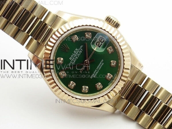 DateJust 28mm RG Diamond Bezel BP Best Edition Green Dial on RG Bracelet ETA2671 - Image 2
