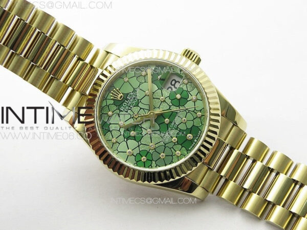 DateJust 31mm 278274 YG GMF Best Edition Green Flowers Crystals Dial on YG President Bracelet A2824 - Image 2