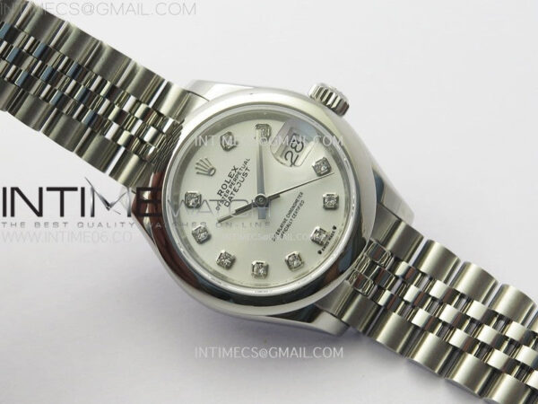 Datejust 28mm 279166 Smooth Bezel SS APSF Best Edition White MOP Dial Crystals Markers on SS Jubilee Bracelet NH05 - Image 2
