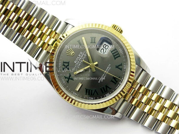DateJust 36 SS 126233 904L SS/YG VSF 1:1 Best Edition Gray Dial Green Roman Markers on Jubilee Bracelet VS3235 - Image 2