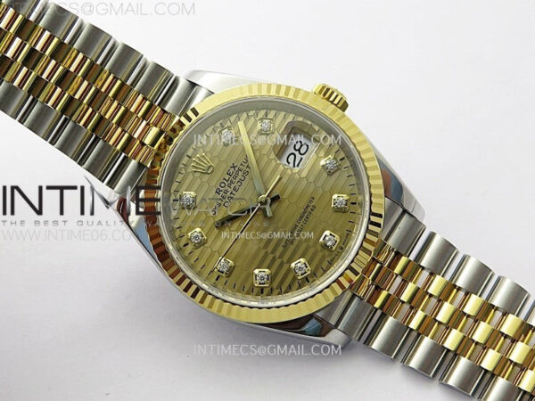 DateJust 36 SS 126233 904L SS/YG VSF 1:1 Best Edition Gold Fluted Dial Diamonds Markers on Jubilee Bracelet VS3235 - Image 2