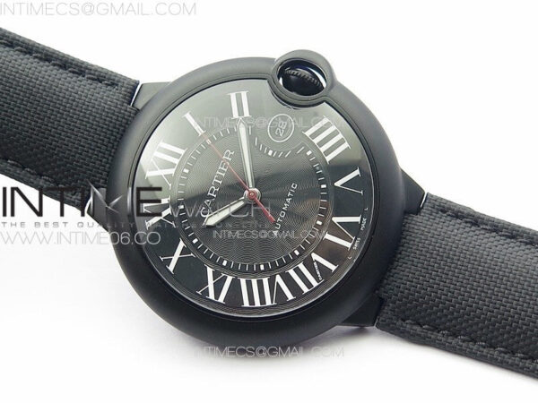 Ballon Bleu 42mm DLC K3F 1:1 Best Edition Black Texture Dial on Black Leather Strap A2824 - Image 2