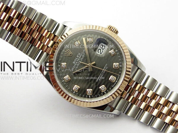 DateJust 36 SS 126231 904L SS/RG VSF 1:1 Best Edition Gray Fluted Dial Diamonds Markers on Jubilee Bracelet VS3235 - Image 2